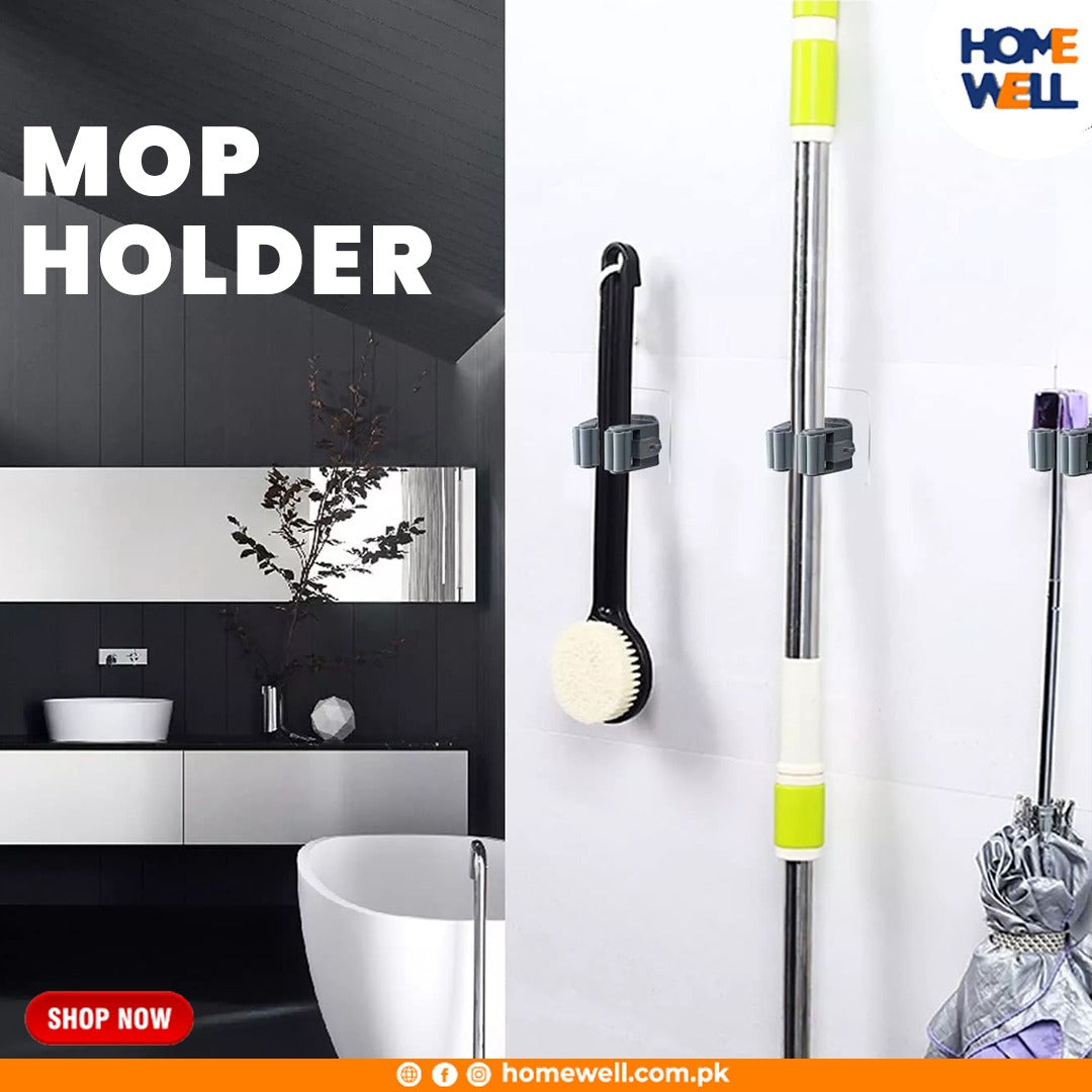 Broom/Mop Holder Wall Mount Self Adhesive Hanger