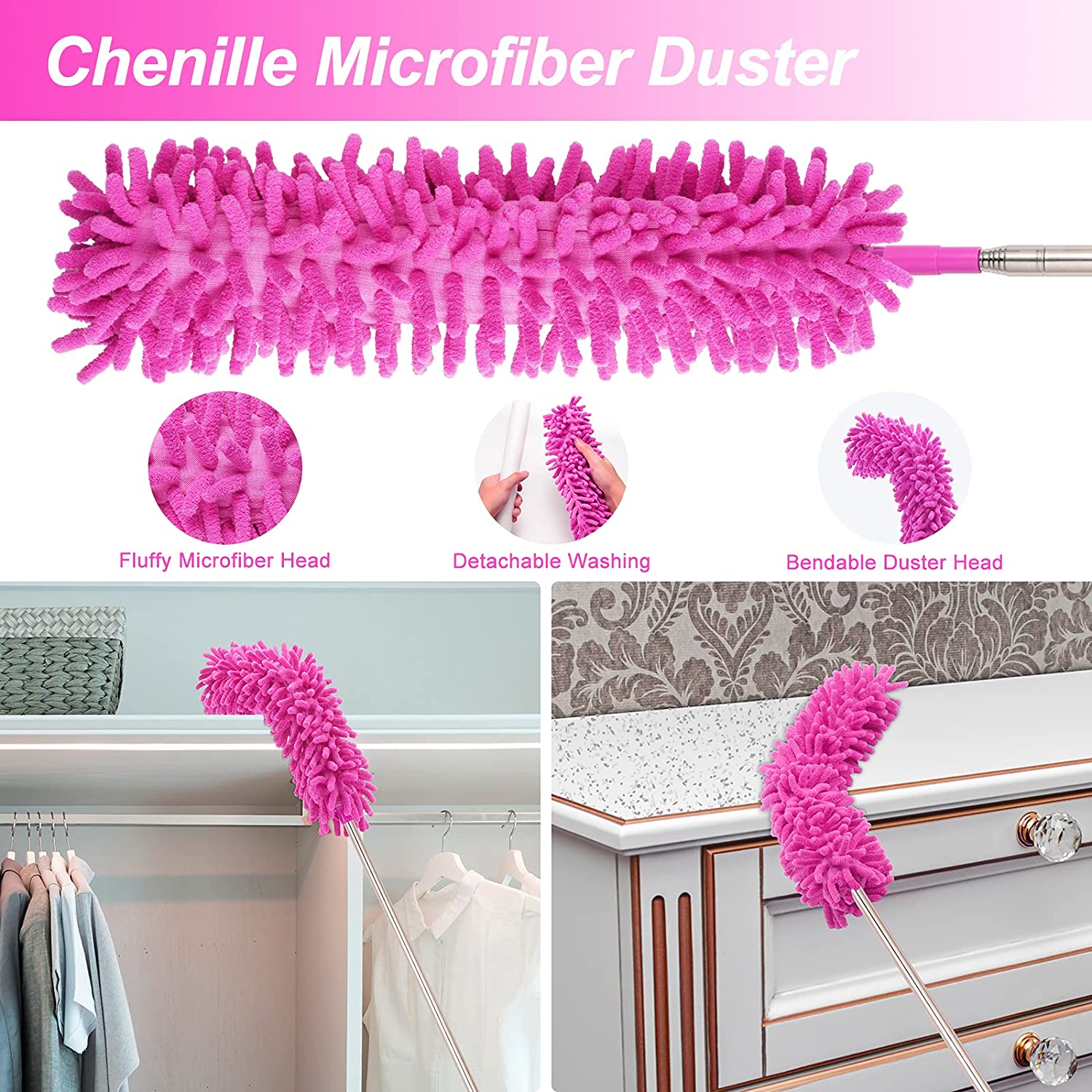 Flexible Microfiber Cleaning Duster with free Mop Holder